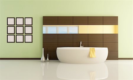 simsearch:400-04159088,k - fashion bathtub in a minimal bathroom - rendering Stock Photo - Budget Royalty-Free & Subscription, Code: 400-04152697