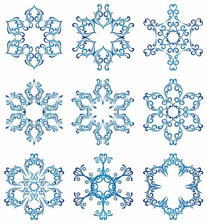 simsearch:400-05380726,k - Vector illustration - blue snowflakes set Stock Photo - Budget Royalty-Free & Subscription, Code: 400-04152690