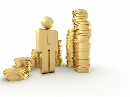 simsearch:400-04152822,k - Golden icon man and conceptual coins diagram  - 3d render Stock Photo - Budget Royalty-Free & Subscription, Code: 400-04152869