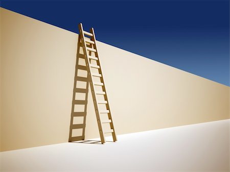 simsearch:400-08288188,k - Illustration of a ladder leaning against the wall - 3d render Photographie de stock - Aubaine LD & Abonnement, Code: 400-04152931