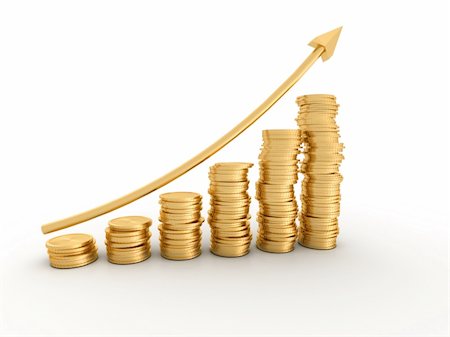 Financial diagram consisting of conceptual golden coins  - 3d render Stock Photo - Budget Royalty-Free & Subscription, Code: 400-04152955