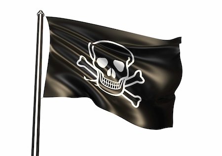 pirate dead - Close up of pirate ship flag - 3d render Stock Photo - Budget Royalty-Free & Subscription, Code: 400-04152950