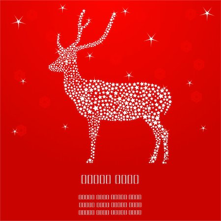 reindeer clip art - Beautiful Shining Christmas deer. Vintage vector illustration Stock Photo - Budget Royalty-Free & Subscription, Code: 400-04153050