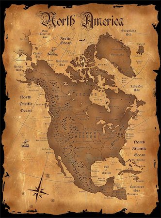 simsearch:400-05914819,k - Retro North America map Stock Photo - Budget Royalty-Free & Subscription, Code: 400-04153180