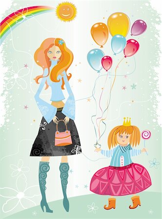 spring grass clipart - Happy mother's day! A young mother with a cute daughter in the park. Stock Photo - Budget Royalty-Free & Subscription, Code: 400-04153394