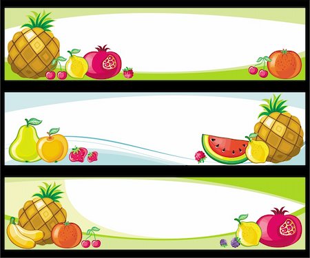 Collection of fruit related banner with space for your message. Photographie de stock - Aubaine LD & Abonnement, Code: 400-04153395