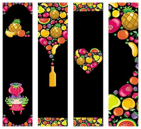 simsearch:400-04153397,k - Colorful fruit banners with cute girls and copyspace. Stockbilder - Microstock & Abonnement, Bildnummer: 400-04153423