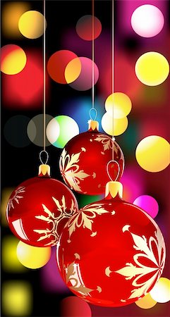 simsearch:400-07035531,k - Vector illustration of  christmas balls on Decorative background with disco lights dots pattern Fotografie stock - Microstock e Abbonamento, Codice: 400-04153449