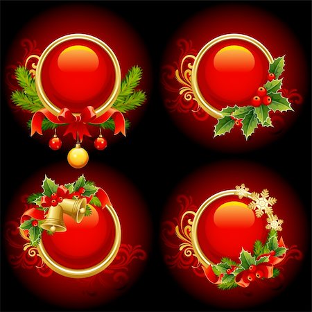 simsearch:400-05876335,k - Vector illustration - red and gold christmas buttons Stock Photo - Budget Royalty-Free & Subscription, Code: 400-04153488