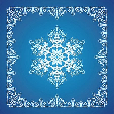 simsearch:400-07256607,k - Single detailed snowflake with Christmas border on blue gradient background. Available in Vector format. Vector illustration can be scaled to any size without loss of resolution. Stock Photo - Budget Royalty-Free & Subscription, Code: 400-04153525