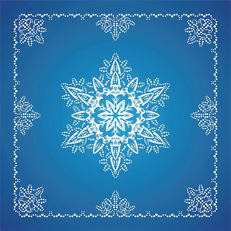 simsearch:400-07256607,k - Single detailed snowflake with Christmas border on blue gradient background. Available in Vector format. Vector illustration can be scaled to any size without loss of resolution. Stock Photo - Budget Royalty-Free & Subscription, Code: 400-04153526