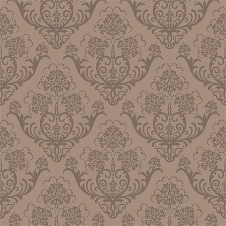 simsearch:400-04814440,k - Seamless brown floral damask wallpaper Photographie de stock - Aubaine LD & Abonnement, Code: 400-04153544
