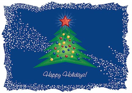 simsearch:400-04752385,k - Christmas tree and red diamond star greeting card Photographie de stock - Aubaine LD & Abonnement, Code: 400-04153545