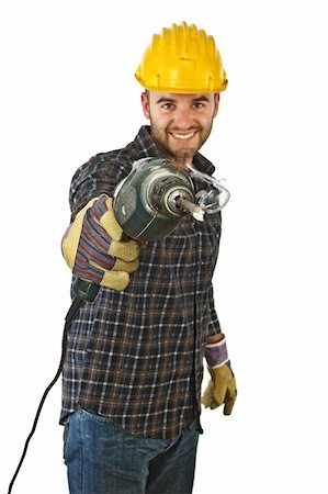 simsearch:400-04648821,k - young manual worker has fun with electric drill isolated on white Foto de stock - Royalty-Free Super Valor e Assinatura, Número: 400-04153627