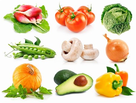 simsearch:400-05664164,k - set fresh vegetables with green leaves isolated on white background Stock Photo - Budget Royalty-Free & Subscription, Code: 400-04164072