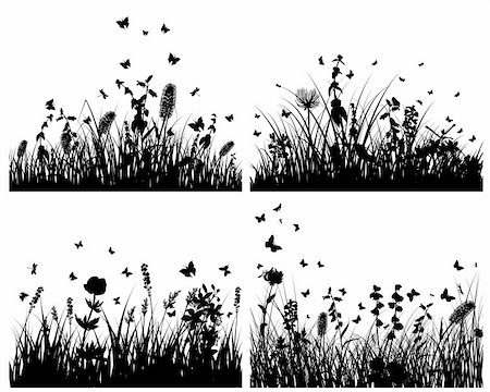 simsearch:400-04678689,k - Vector grass silhouettes backgrounds set. All objects are separated. Photographie de stock - Aubaine LD & Abonnement, Code: 400-04164234