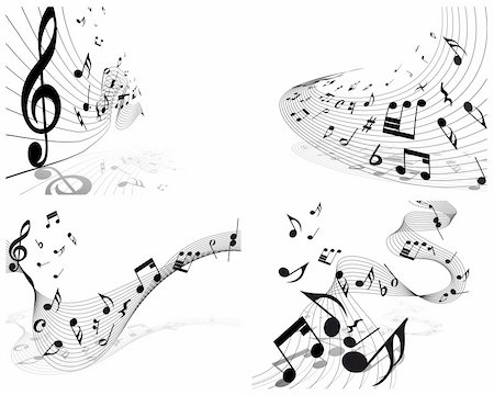 simsearch:400-04173341,k - Vector musical notes staff backgrounds set for design use Photographie de stock - Aubaine LD & Abonnement, Code: 400-04164237