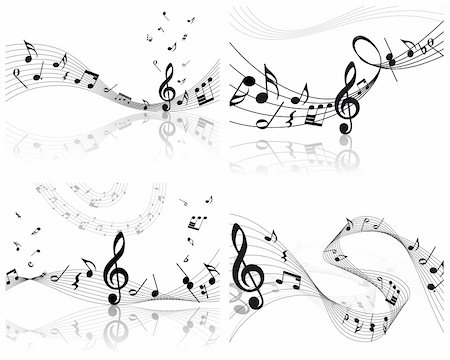 simsearch:400-04173341,k - Vector musical notes staff backgrounds set for design use Photographie de stock - Aubaine LD & Abonnement, Code: 400-04164239