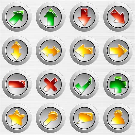 simsearch:400-04725464,k - Collection of 16 internet buttons with a brushed steel frame. Graphics are grouped and in several layers for easy editing. The file can be scaled to any size. Stock Photo - Budget Royalty-Free & Subscription, Code: 400-04164293