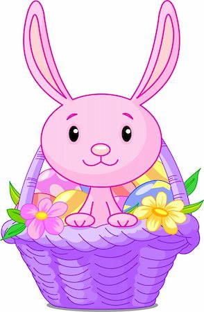 fun plant clip art - Beautiful Easter basket with bunny and eggs Stock Photo - Budget Royalty-Free & Subscription, Code: 400-04164353