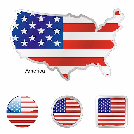 states flag and atlas - fully editable vector flag of america in map and web buttons shapes Stock Photo - Budget Royalty-Free & Subscription, Code: 400-04164534