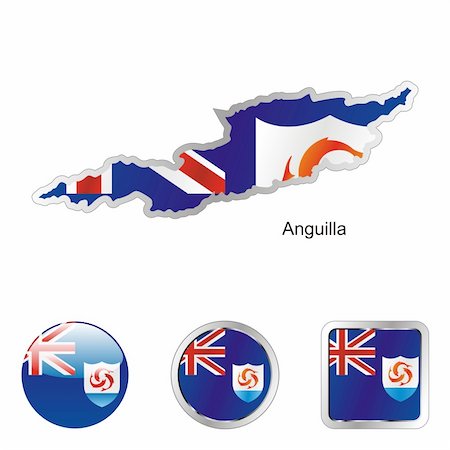 fully editable vector flag of anguilla in map and web buttons shapes Foto de stock - Super Valor sin royalties y Suscripción, Código: 400-04164536