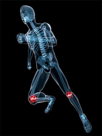 3d rendered illustration of a running skeleton with highlighted knee Stock Photo - Budget Royalty-Free & Subscription, Code: 400-04164564