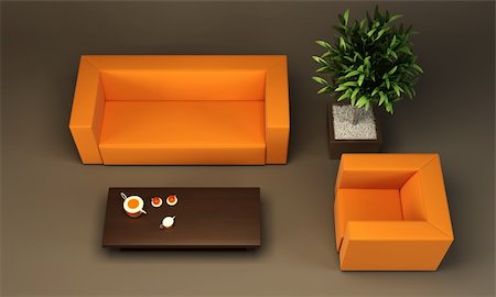 simsearch:400-08095797,k - 3d rendering of modern lounge Foto de stock - Super Valor sin royalties y Suscripción, Código: 400-04164718