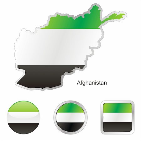 fully editable vector flag of afghanistan in map and web buttons shapes Stock Photo - Budget Royalty-Free & Subscription, Code: 400-04164735