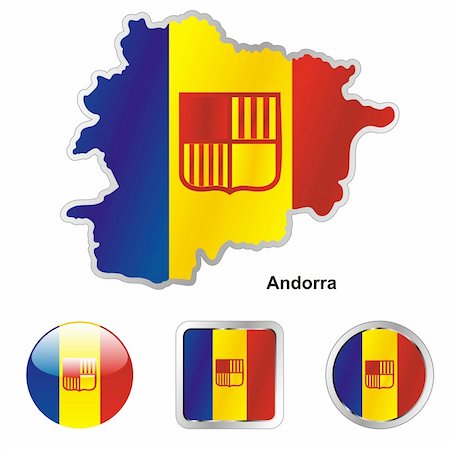 fully editable vector flag of andorra in map and web buttons shapes Stock Photo - Budget Royalty-Free & Subscription, Code: 400-04164736