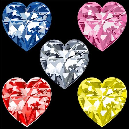 Vector Illustration of 5 Diamond Hearts. Stock Photo - Budget Royalty-Free & Subscription, Code: 400-04164832