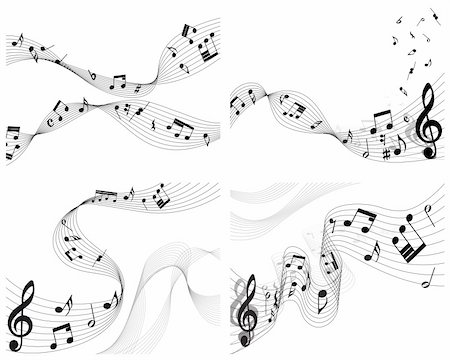 simsearch:400-04173341,k - Vector musical notes staff backgrounds set for design use Fotografie stock - Microstock e Abbonamento, Codice: 400-04164876