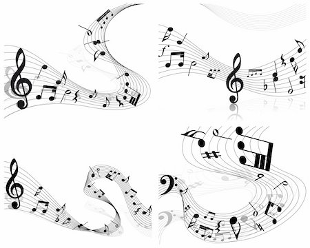 Vector musical notes staff backgrounds set for design use Stock Photo - Budget Royalty-Free & Subscription, Code: 400-04164877