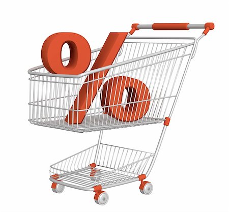 simsearch:400-06565673,k - Symbol of percentage in shopping cart. Isolated over white Stock Photo - Budget Royalty-Free & Subscription, Code: 400-04165074