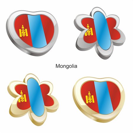 simsearch:400-04617939,k - fully editable vector illustration of mongolia flag in heart and flower shape Stock Photo - Budget Royalty-Free & Subscription, Code: 400-04165360