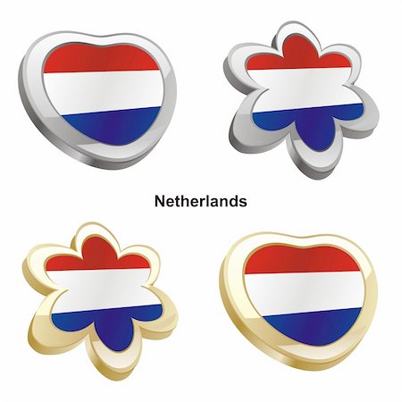 fully editable vector illustration of netherlands flag in heart and flower shape Stock Photo - Budget Royalty-Free & Subscription, Code: 400-04165363