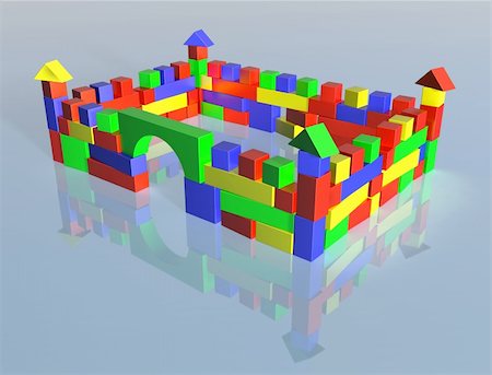 plastic blocks - Illustration of a fortress constructed from wooden blocks Stock Photo - Budget Royalty-Free & Subscription, Code: 400-04165387