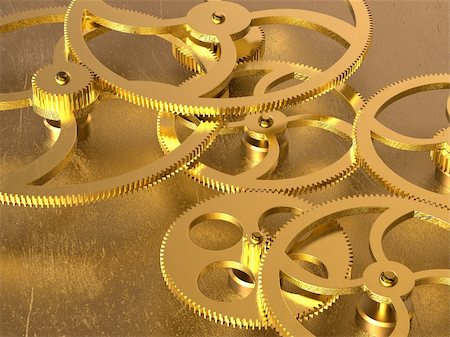simsearch:614-00387819,k - 3D rendering of old golden gears background Stockbilder - Microstock & Abonnement, Bildnummer: 400-04165428