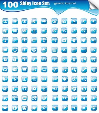 simsearch:400-05126116,k - 100 Icons collection: multimedia, business, finance, internet and more with glossy button background. Fotografie stock - Microstock e Abbonamento, Codice: 400-04165440