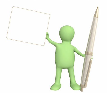 simsearch:400-04367503,k - 3d puppet with a pen. Object over white Stock Photo - Budget Royalty-Free & Subscription, Code: 400-04165501