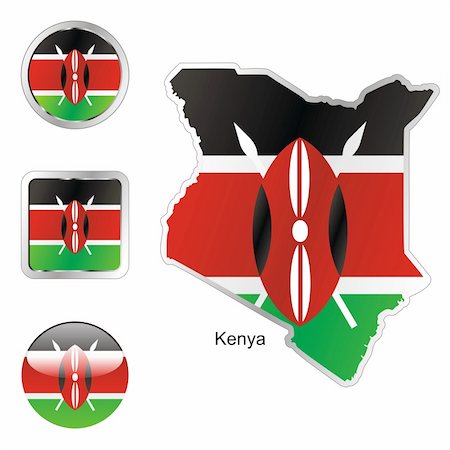 simsearch:400-05754014,k - fully editable vector flag of kenya in map and web buttons shapes Photographie de stock - Aubaine LD & Abonnement, Code: 400-04165502