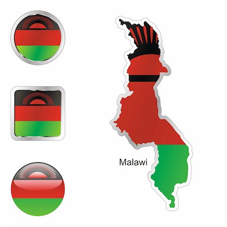 fully editable vector flag of malawi in map and web buttons shapes Foto de stock - Super Valor sin royalties y Suscripción, Código: 400-04165516