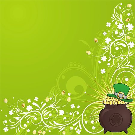 simsearch:400-06066026,k - St. Patrick's Day floral frame with hat and cauldron Foto de stock - Super Valor sin royalties y Suscripción, Código: 400-04165549