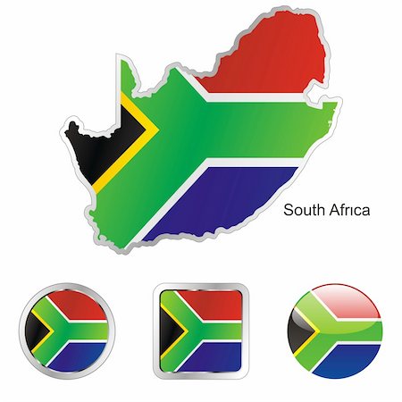 flag of south africa - fully editable flag of south africa in map and internet buttons shape Stock Photo - Budget Royalty-Free & Subscription, Code: 400-04165849