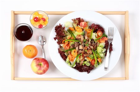 simsearch:400-04165864,k - Vegetarian menu with big salad, yogurt with fresh fruits Stockbilder - Microstock & Abonnement, Bildnummer: 400-04165864