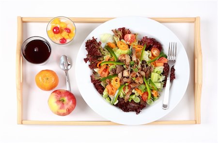 simsearch:400-03970821,k - Vegetarian menu with big salad, yogurt with fresh fruits Foto de stock - Super Valor sin royalties y Suscripción, Código: 400-04165864