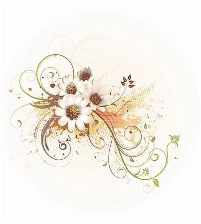 simsearch:400-04624081,k - Vector illustration of grunge Floral Decorative background Fotografie stock - Microstock e Abbonamento, Codice: 400-04165891