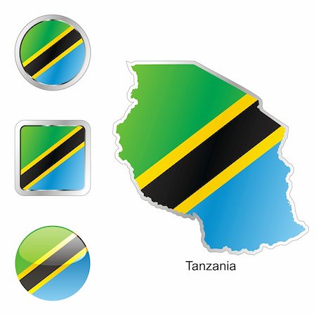 simsearch:400-05725938,k - fully editable vector flag of tanzania in map and web buttons shapes Photographie de stock - Aubaine LD & Abonnement, Code: 400-04165903