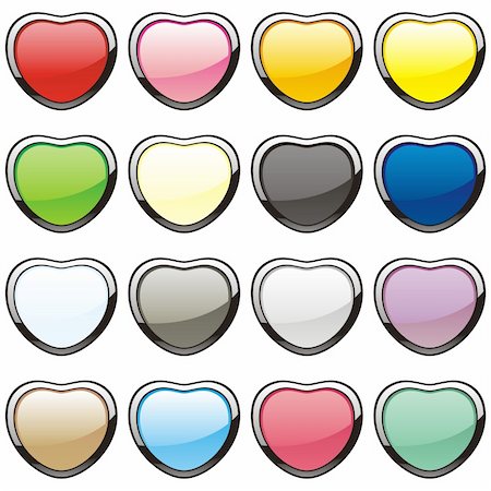 simsearch:400-05902598,k - fully editable vector buttons in heart shape Photographie de stock - Aubaine LD & Abonnement, Code: 400-04165916