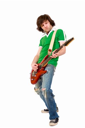 simsearch:673-02139028,k - Rockstar with a guitar isolated over white background Fotografie stock - Microstock e Abbonamento, Codice: 400-04165959